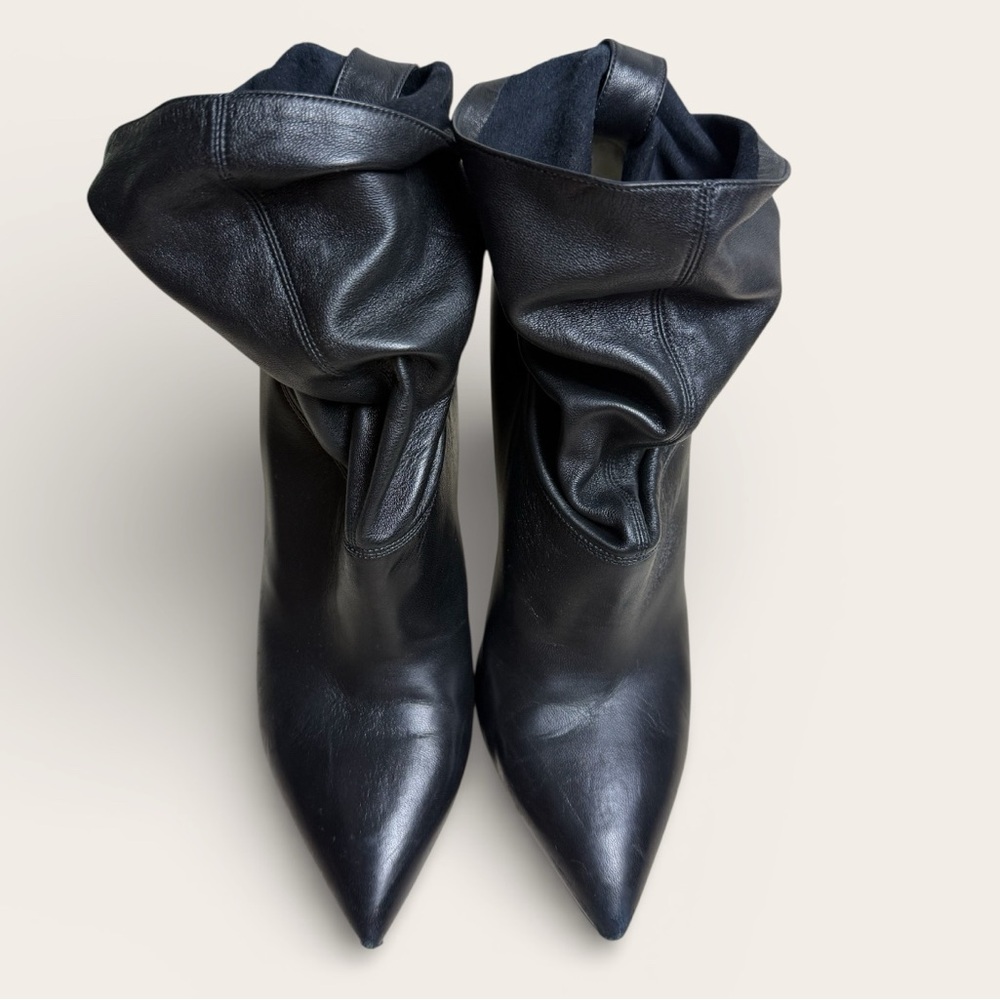 *Rare* Brian Atwood - Dark Navy Slouch Leather Heeled Bootie - Sz 41 (US 10)